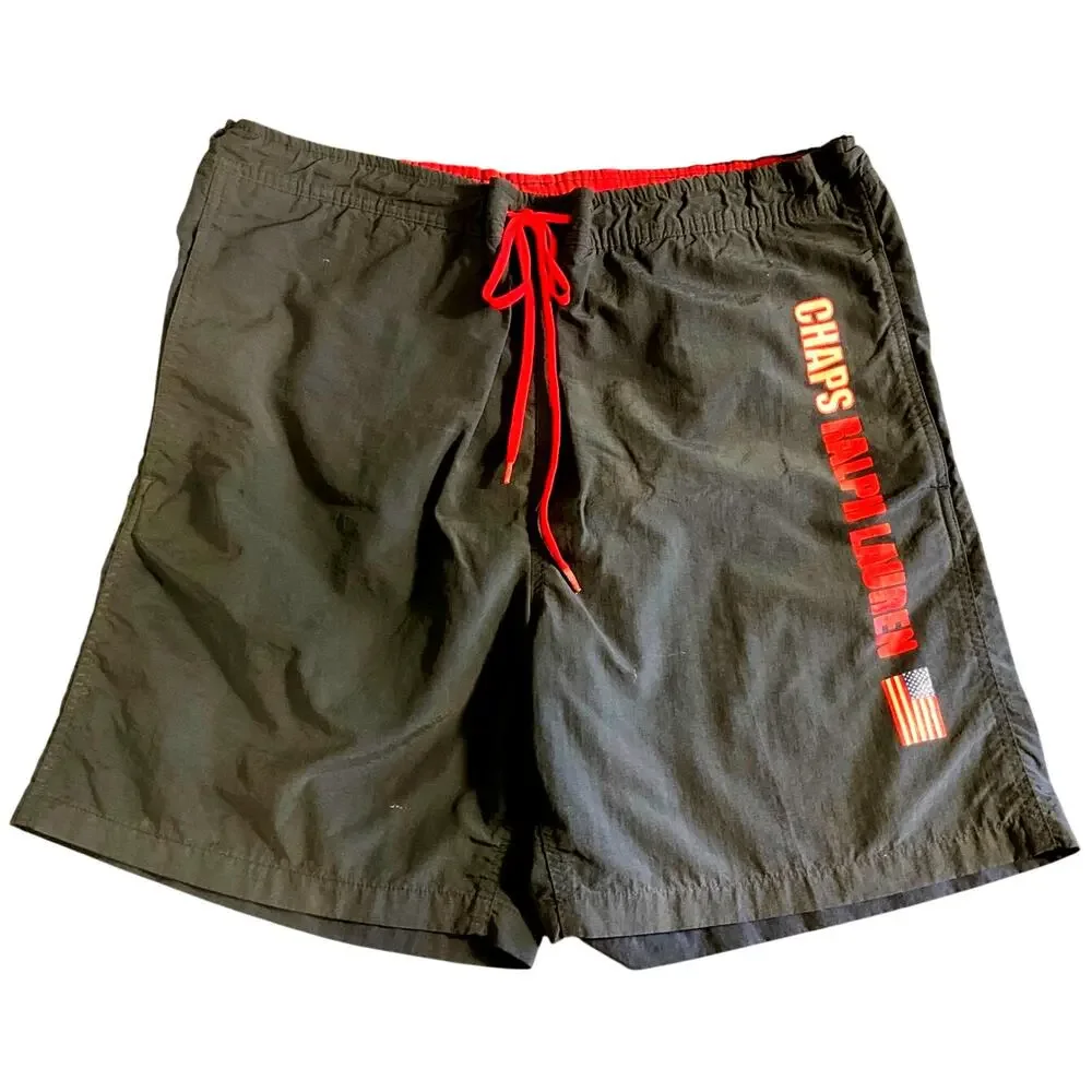 Vintage Chaps Ralph Lauren Sz L Lined Swim Trunks Shorts Pockets Drawstring